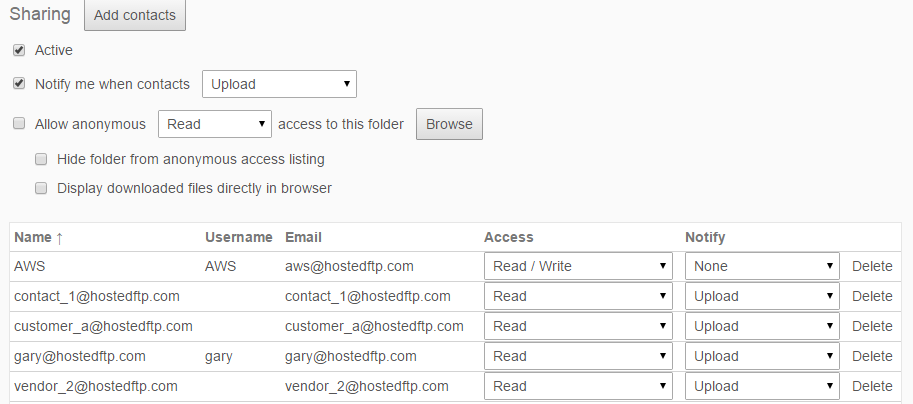 selected recipients will be created into a list where you can select individual settings