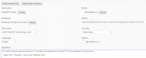 basic setup tab settings for the administrator account